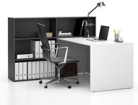 Kancelárska zostava single SEGMENT, 3 police, ľavá, biela/grafit