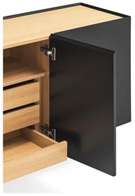Čierna/v prírodnej farbe nízka komoda v dekore duba 110x85 cm Arista – Teulat