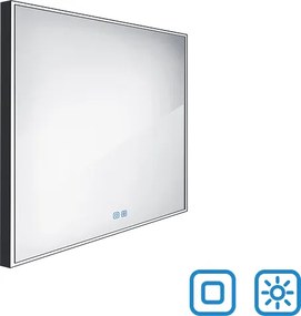 Nimco Čierne LED zrkadlo 700x700 s dvoma dotykovými senzormi - ZPC 13077VX-90