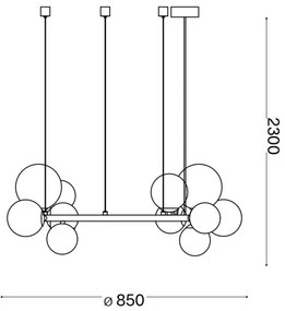 Ideal Lux - LED Luster na lanku PERLAGE 14xG9/3W/230V pr. 85 cm zlatá/biela