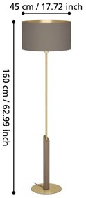 Eglo 390338 - Stojacia lampa SANTANDRIA 1xE27/40W/230V hnedá/zlatá