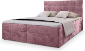 Čalúnená posteľ boxspring GLORIEN VELVET 160x200 cm ružová Matrac: Bonell pružinová matrac
