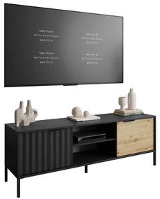TV stolík CAROLINE čierna + dub artisan 153cm