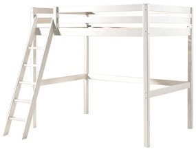 Biela detská posteľ s rebríkom Vipack Pino, 140 × 200 cm