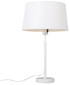 Stolná lampa biela s tienidlom bielym 35 cm nastaviteľná - Parte