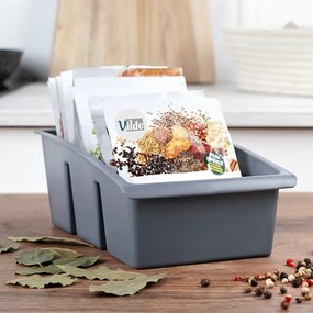VILDE Organizér na korenie vo vrecúškach, VILDE, sivý, 25 x 15 x 9 cm