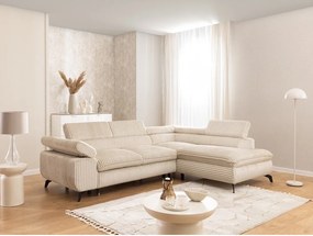 Béžová menčestrová rohová pohovka (pravý roh/do L) Marbeya – Ropez
