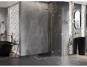 Mexen Lunar T, výklopný sprchový kút pravý 110 x 70 cm, 8mm číre sklo, zlatý profil, 834T-110-070-50-00-P