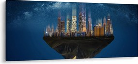 Obraz - Veľkomesto plávajúce priestorom (120x50 cm)