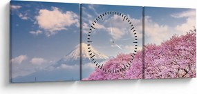 Obraz - Japonská jarná krajina (s hodinami) (90x30 cm)