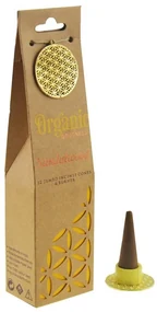 Súprava vonných organických františkov Sandalwood, 12 ks, s keramickým stojančekom