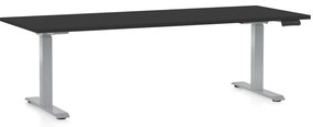 Výškovo nastaviteľný stôl OfficeTech D, 200 x 80 cm, sivá podnož, čierna