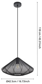 Eglo 43995 - Luster na lanku DOLWEN 1xE27/40W/230V pr. 42,5 cm čierna