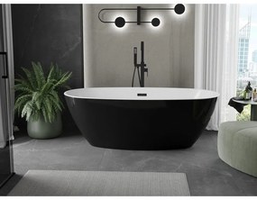 Mexen Eris, voľne stojaca vaňa 180 x 80 cm, biela-čierna, čierny matný prepad, 53441808075-70