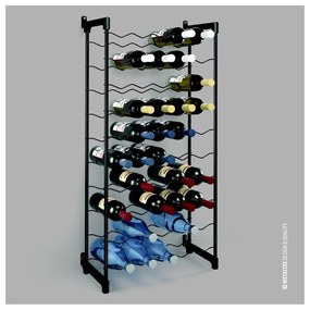 Čierny kovový regál na víno počet fliaš 50 Barbera – Metaltex