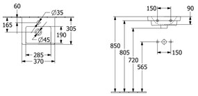 Villeroy & Boch 43703701 - Závesné umývadlo SUBWAY 37x30,5 cm keramika/biela