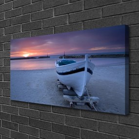 Obraz Canvas Loďka pláž slnko krajina 120x60 cm