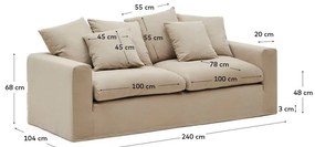 Béžová ľanová pohovka 240 cm Nora – Kave Home