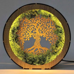Strom života - svietiaci machový obraz s LED | SEDO: HDF - Orech 20 cm 4792-115233 LED0633