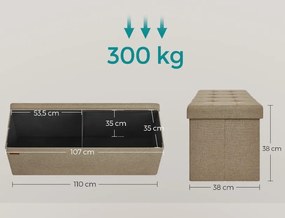 Taburet s úložným priestorom OTTOMAN 110x38 cm, svetlohnedý