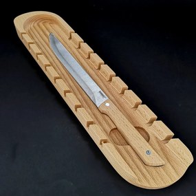 AMADEA Drevená doska na bagety s nožom, masívne drevo, 41x9x3 cm