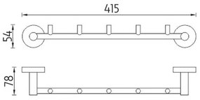 NIMCO UN 13054-5-26 - Nástenný vešiak na uteráky UNIX 41,5 cm lesklý chróm