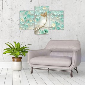 Obraz kvety s motýľmi (90x60 cm)