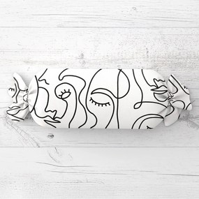 Biante Vankúš valec bonbon Sandra SA-570 Abstraktné tváre na bielom 15x40 cm