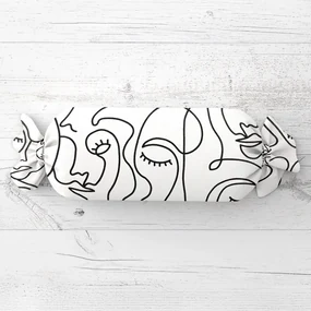 Biante Vankúš valec bonbon Sandra SA-570 Abstraktné tváre na bielom 15x40 cm