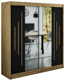 Skriňa Halifax Y1 200 Dub Artisan/čierna/Zrkadlo