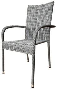 Autronic Záhradná stolička, kov, polyratan, sivá,AZ C-S2114 GREY
