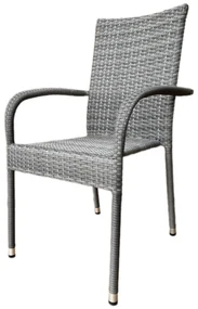 Autronic Záhradná stolička, kov, polyratan, sivá,AZ C-S2114 GREY