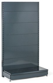 Predajný regál jednostranný, perfo steny, 2200 x 1000 x 450 mm, základný, antracit