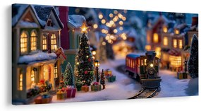 Obraz vláčik prechádzajúci nádhernou vianočnou krajinou