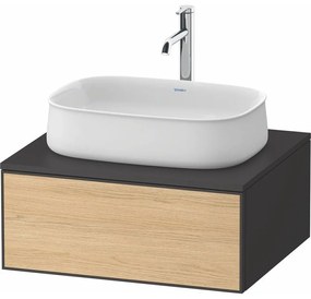 DURAVIT Zencha závesná skrinka pod umývadlo na dosku, 1 zásuvka, 650 x 550 x 281 mm, dub prírodný/grafit super matná, ZE4810030800000