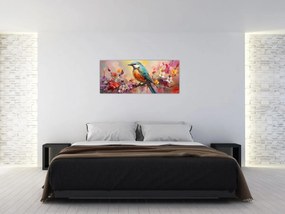 Obraz - Maľba vtáčika (120x50 cm)