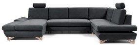 Rozkladacia rohová čalúnená sedacia súprava s úložným priestorom v tvare U AVESTA antracit