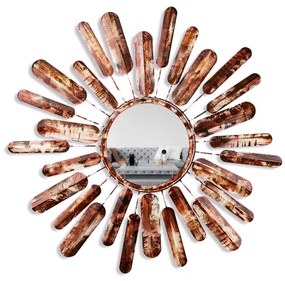 Nástenné zrkadlo SLNKO pr. 75 cm hnedá