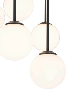 Moderné stropné svietidlo čierne s opálovým sklom 9-žiarovkové - Atény