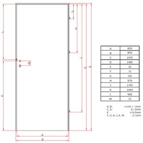 Plechové dvere 80, pravé, pozinkované