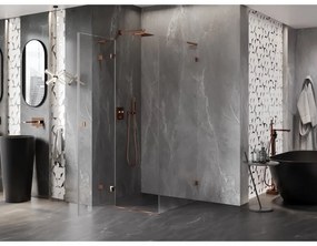 Mexen Lunar L, 1-krídlový sprchový kút, ľavý, 100 x 100 cm, 8mm číre sklo, ružové zlato profil, 834L-100-100-60-00-L