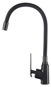 Invena Ligaria, vysoká drezová batéria s elastickým ramenom, systém Eco Start, čierna matná, INV-BZ-39-004-L