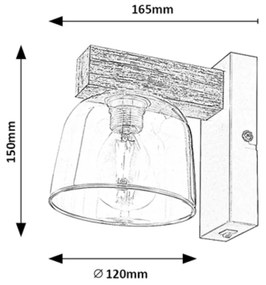 RABALUX Nástenné moderné osvetlenie CARDAMON, 1xE14, 40W, strieborný dub