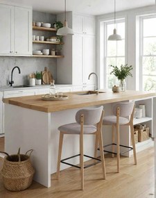 Barová stolička do kuchyne s opierkou na nohy Boston, béžová