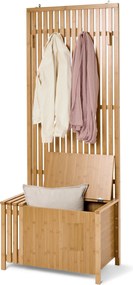 Šatníková stena s lavičkou v lamelovom vzhľade