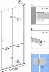 Rea Fold N2, sprchové dvere ku sprchovému kútu Fold 90cm, 6mm číre sklo, chrómový profil, REA-K7442
