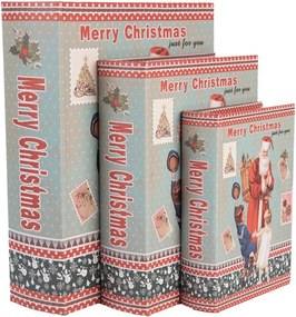 3ks úložný box Merry Christmas - 27*22*7 / 22*17*6 / 17*12*4 cm