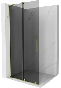 Mexen Velar L, posuvná sprchová zástena Walk-in 100 x 200 cm, 8mm šedé sklo, zlatá lesklá, 871-100-003-43-50