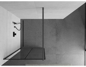 Mexen Kioto, sprchová zástena Walk-In 70 x 200 cm, 8mm číre sklo čierny vzor, grafitový profil, 800-070-101-95-77