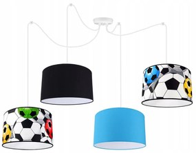 Detské závesné svietidlo Soccer Spider, 4x textilné tienidlo so vzorom (mix 6 farieb), (výber z 2 farieb konštrukcie)